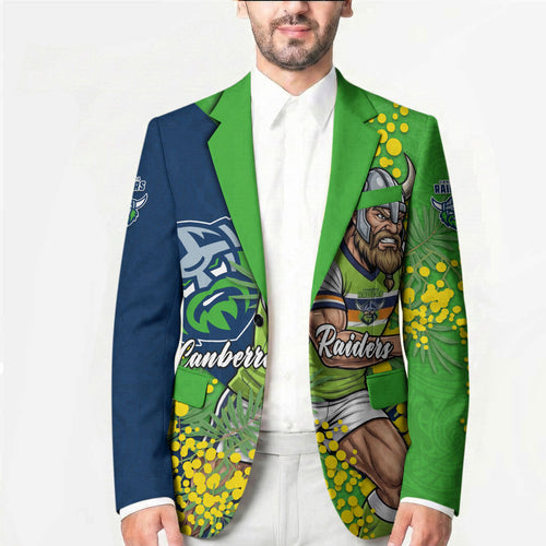 Canberra Raiders Blazer Golden Wattle Floral Polynesian - Australian Flower - Rugby Mascot