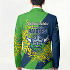 Canberra Raiders Blazer Golden Wattle Floral Polynesian - Australian Flower - Rugby Mascot