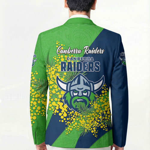 Canberra Raiders Blazer Golden Wattle Floral Polynesian - Australian Flower - Rugby Mascot
