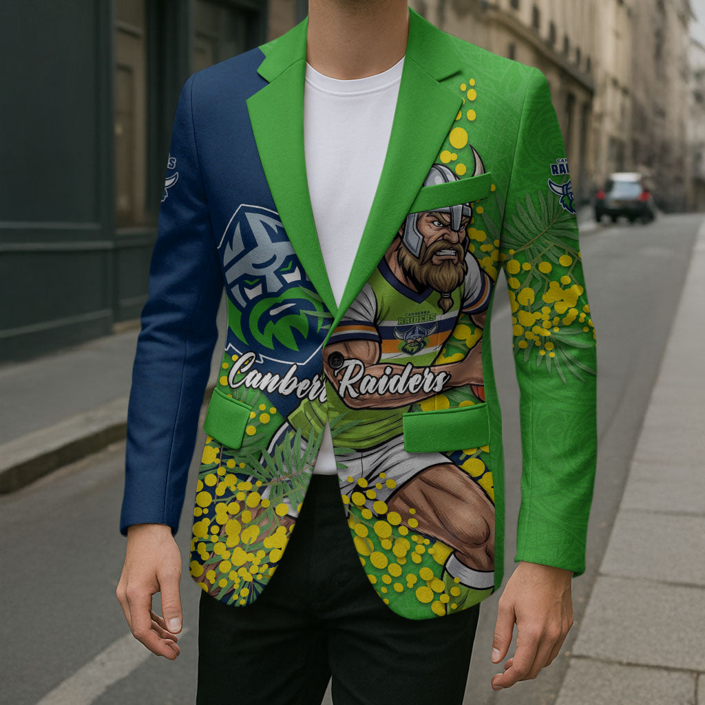 Canberra Raiders Blazer Golden Wattle Floral Polynesian - Australian Flower - Rugby Mascot