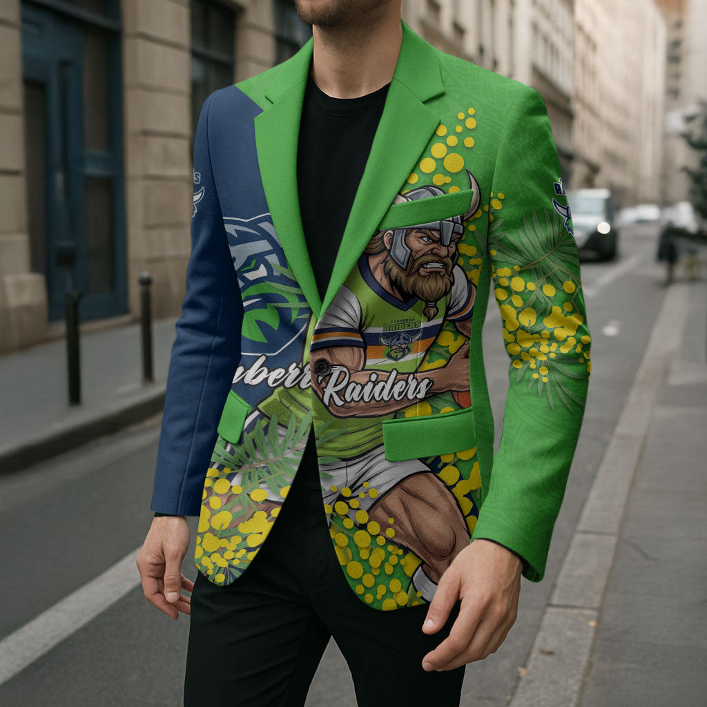 Canberra Raiders Blazer Golden Wattle Floral Polynesian - Australian Flower - Rugby Mascot