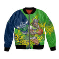 Canberra Raiders Bomber Jacket Golden Wattle Floral Polynesian - Australian Flower - Rugby Mascot