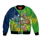 Canberra Raiders Bomber Jacket Golden Wattle Floral Polynesian - Australian Flower - Rugby Mascot