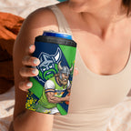 Canberra Raiders 4 in 1 Can Cooler Tumbler Golden Wattle Floral Polynesian - Australian Flower - Rugby Mascot