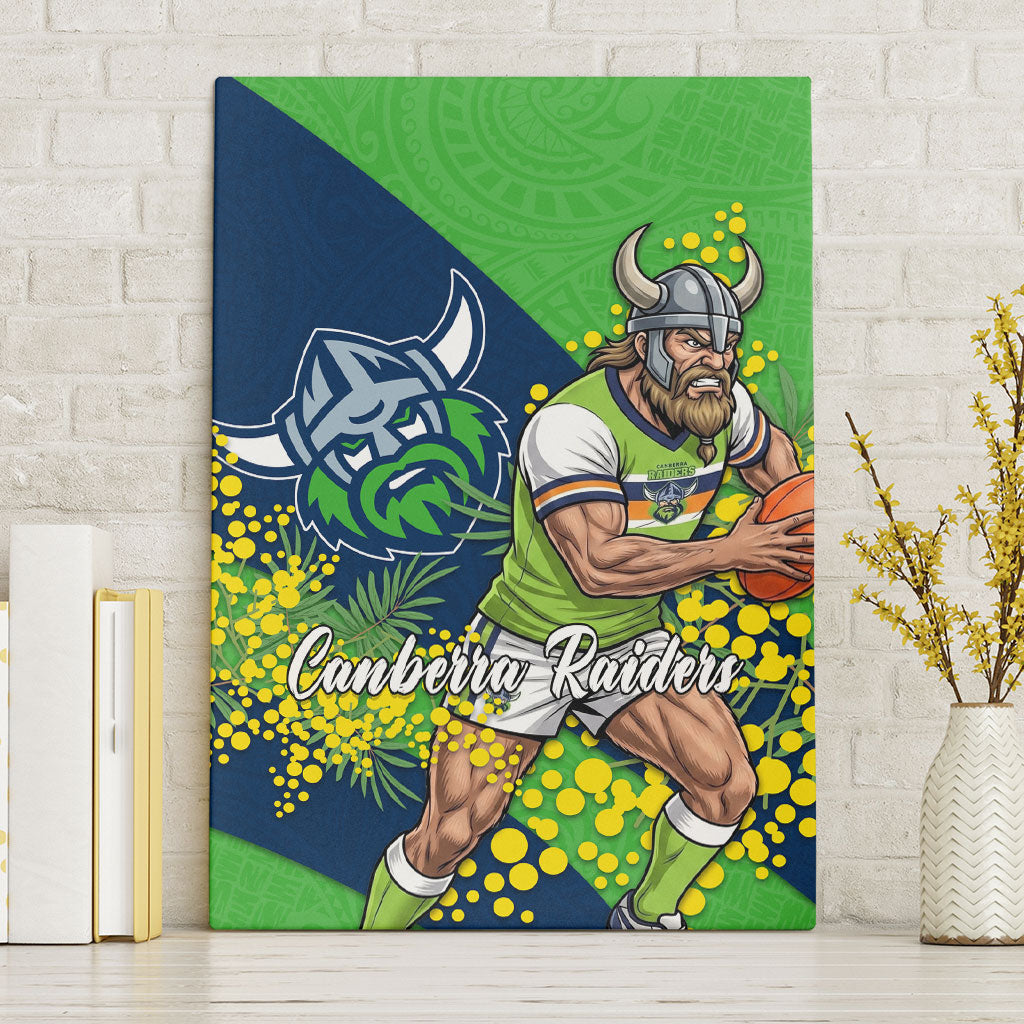 Canberra Raiders Canvas Wall Art Golden Wattle Floral Polynesian - Australian Flower - Rugby Mascot