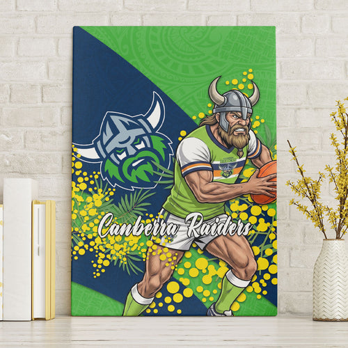 Canberra Raiders Canvas Wall Art Golden Wattle Floral Polynesian - Australian Flower - Rugby Mascot