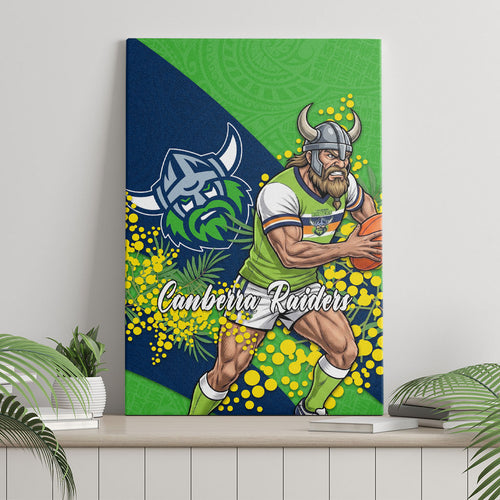 Canberra Raiders Canvas Wall Art Golden Wattle Floral Polynesian - Australian Flower - Rugby Mascot