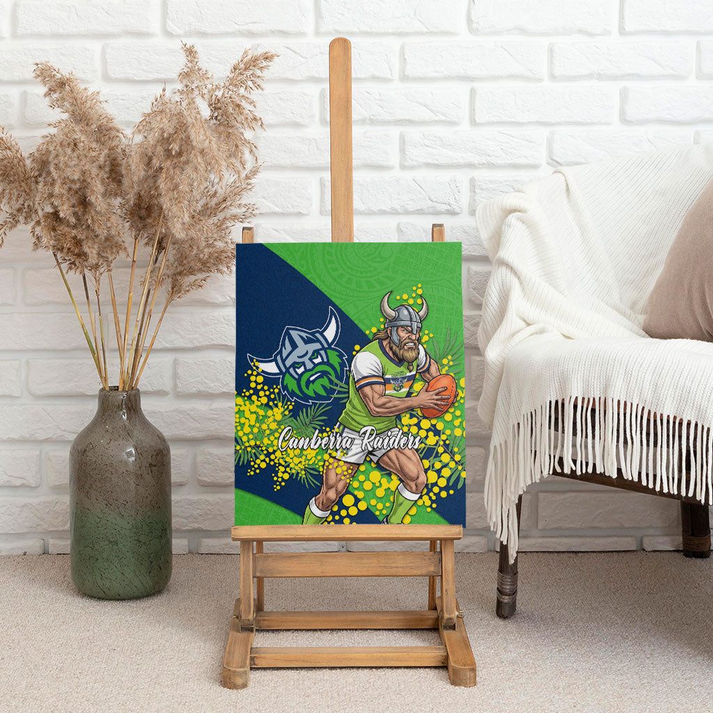Canberra Raiders Canvas Wall Art Golden Wattle Floral Polynesian - Australian Flower - Rugby Mascot