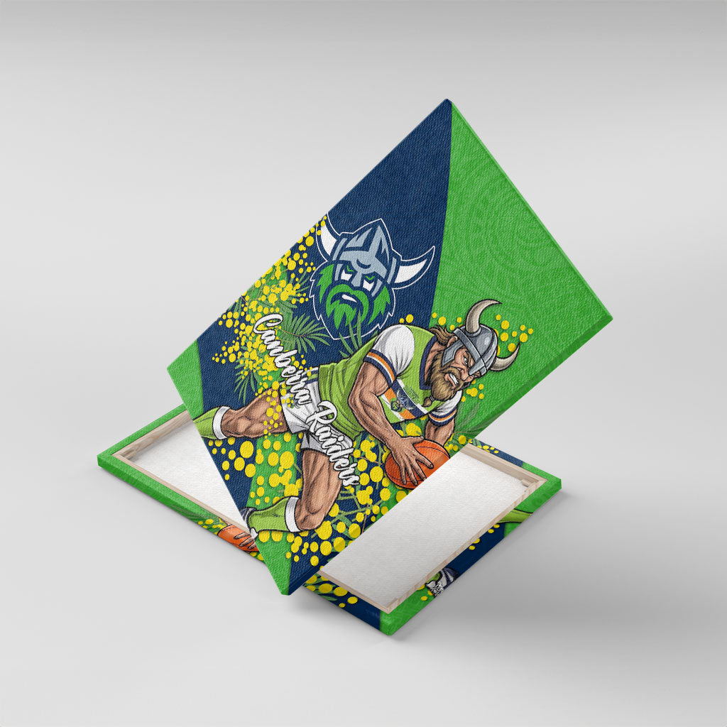 Canberra Raiders Canvas Wall Art Golden Wattle Floral Polynesian - Australian Flower - Rugby Mascot