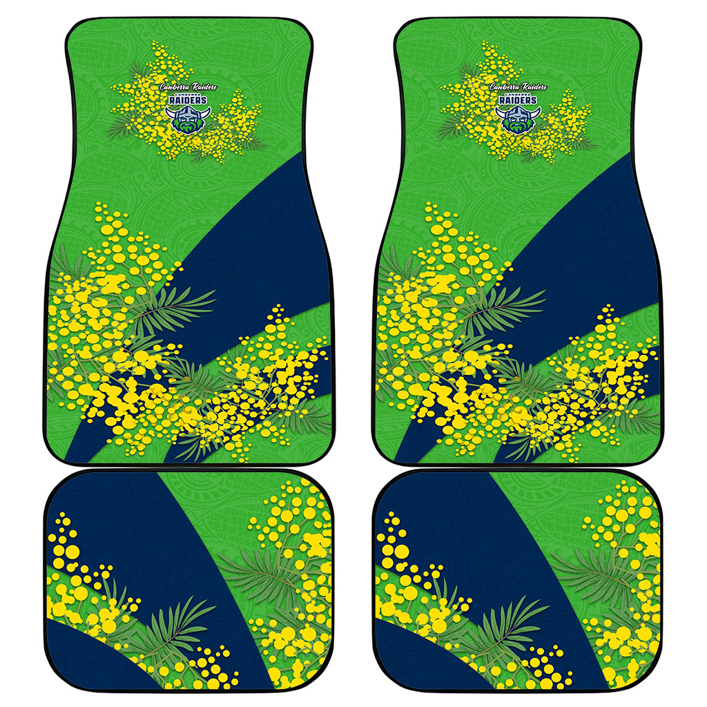 Canberra Raiders Car Mats Golden Wattle Floral Polynesian - Australian Flower - Rugby Mascot