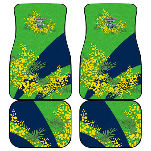 Canberra Raiders Car Mats Golden Wattle Floral Polynesian - Australian Flower - Rugby Mascot