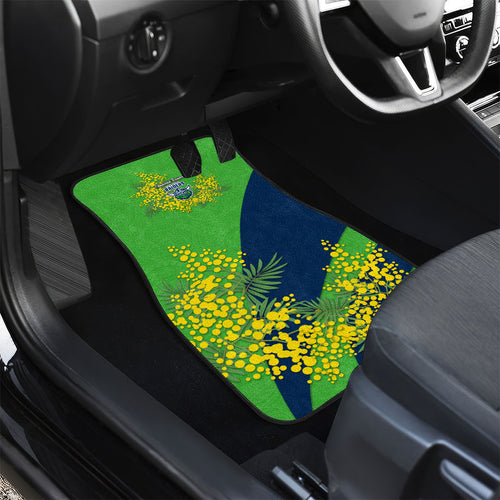 Canberra Raiders Car Mats Golden Wattle Floral Polynesian - Australian Flower - Rugby Mascot