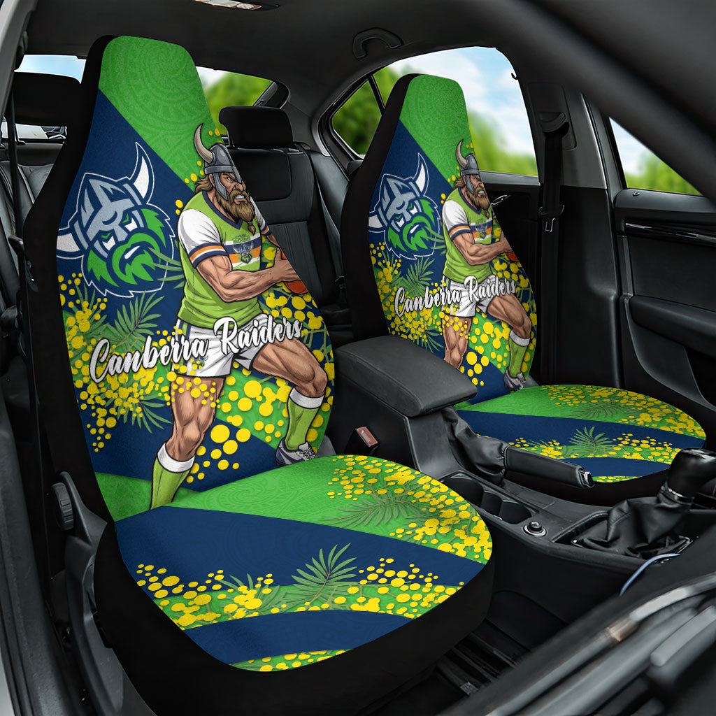 Canberra Raiders Car Seat Cover Golden Wattle Floral Polynesian - Australian Flower - Rugby Mascot