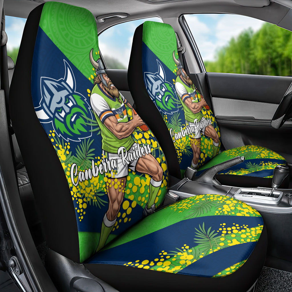 Canberra Raiders Car Seat Cover Golden Wattle Floral Polynesian - Australian Flower - Rugby Mascot