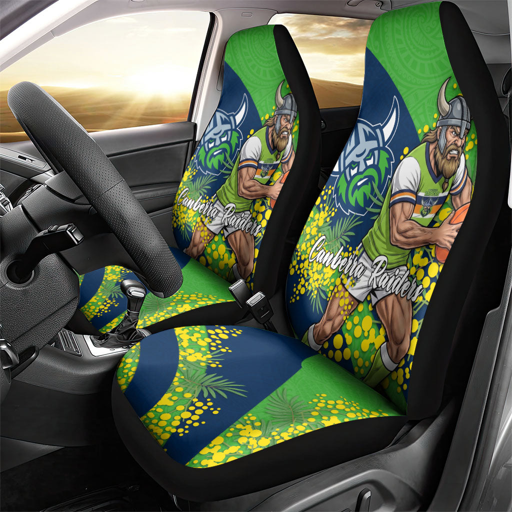 Canberra Raiders Car Seat Cover Golden Wattle Floral Polynesian - Australian Flower - Rugby Mascot