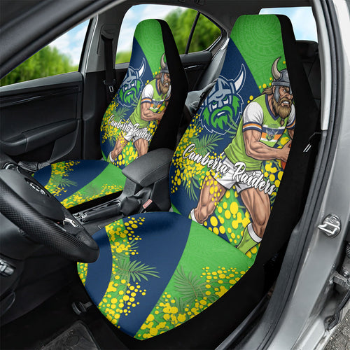 Canberra Raiders Car Seat Cover Golden Wattle Floral Polynesian - Australian Flower - Rugby Mascot