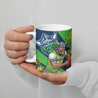 Canberra Raiders Ceramic Mug Golden Wattle Floral Polynesian - Australian Flower - Rugby Mascot