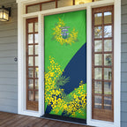 Canberra Raiders Door Cover Golden Wattle Floral Polynesian - Australian Flower - Rugby Mascot