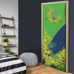Canberra Raiders Door Cover Golden Wattle Floral Polynesian - Australian Flower - Rugby Mascot