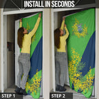 Canberra Raiders Door Cover Golden Wattle Floral Polynesian - Australian Flower - Rugby Mascot