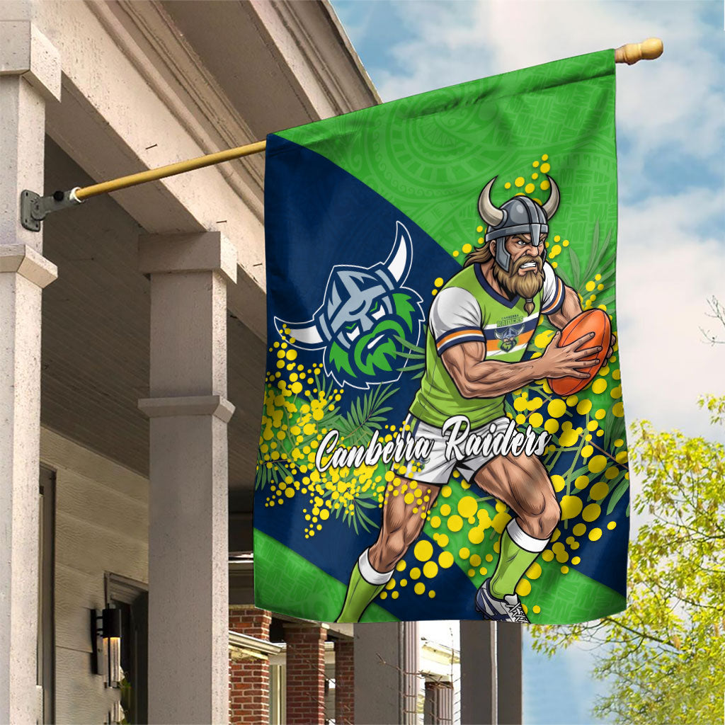 Canberra Raiders Garden Flag Golden Wattle Floral Polynesian - Australian Flower - Rugby Mascot