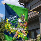 Canberra Raiders Garden Flag Golden Wattle Floral Polynesian - Australian Flower - Rugby Mascot