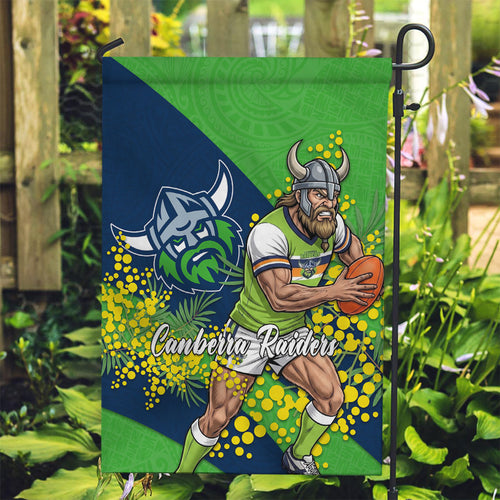 Canberra Raiders Garden Flag Golden Wattle Floral Polynesian - Australian Flower - Rugby Mascot