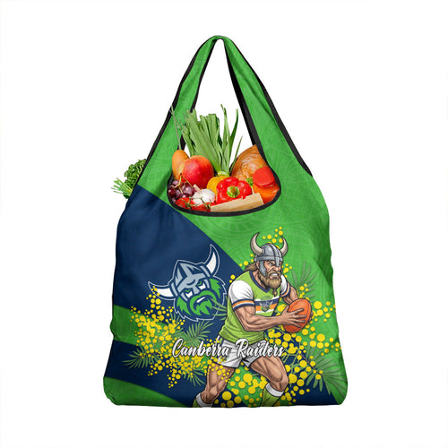 Canberra Raiders Grocery Bag Golden Wattle Floral Polynesian - Australian Flower - Rugby Mascot