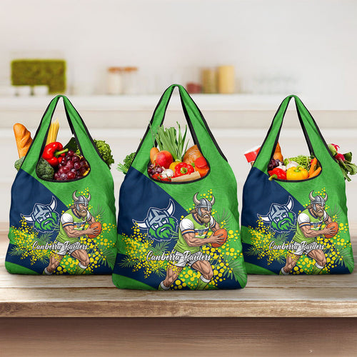 Canberra Raiders Grocery Bag Golden Wattle Floral Polynesian - Australian Flower - Rugby Mascot