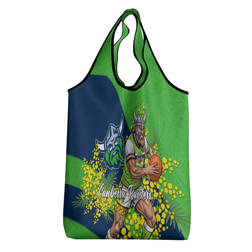 Canberra Raiders Grocery Bag Golden Wattle Floral Polynesian - Australian Flower - Rugby Mascot