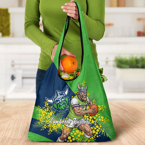 Canberra Raiders Grocery Bag Golden Wattle Floral Polynesian - Australian Flower - Rugby Mascot