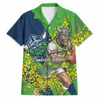 Canberra Raiders Hawaiian Shirt Golden Wattle Floral Polynesian - Australian Flower - Rugby Mascot