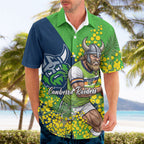 Canberra Raiders Hawaiian Shirt Golden Wattle Floral Polynesian - Australian Flower - Rugby Mascot