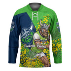 Canberra Raiders Hockey Jersey Golden Wattle Floral Polynesian - Australian Flower - Rugby Mascot