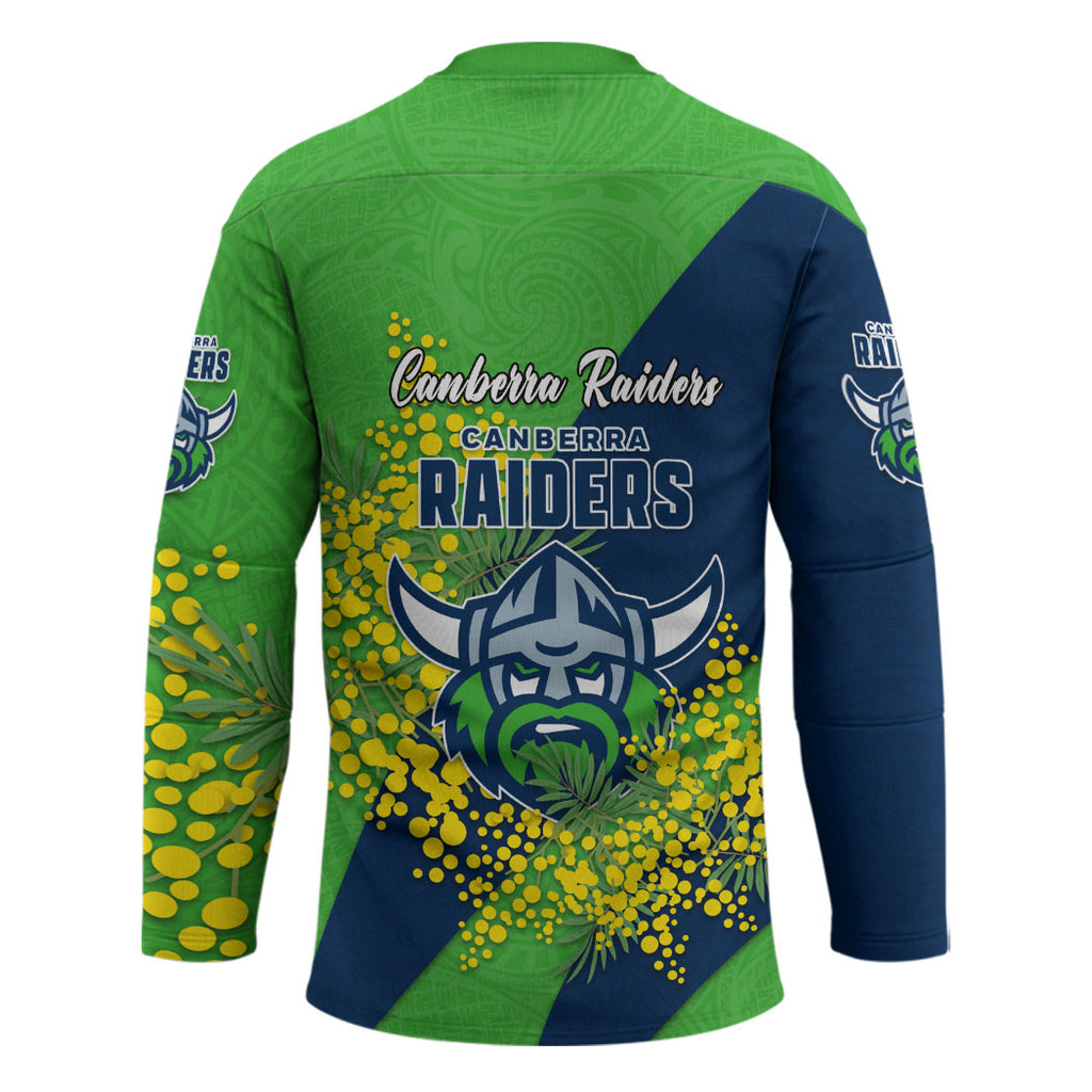 Canberra Raiders Hockey Jersey Golden Wattle Floral Polynesian - Australian Flower - Rugby Mascot