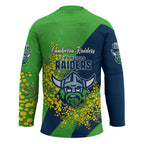 Canberra Raiders Hockey Jersey Golden Wattle Floral Polynesian - Australian Flower - Rugby Mascot