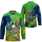 Canberra Raiders Hockey Jersey Golden Wattle Floral Polynesian - Australian Flower - Rugby Mascot