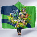 Canberra Raiders Hooded Blanket Golden Wattle Floral Polynesian - Australian Flower - Rugby Mascot