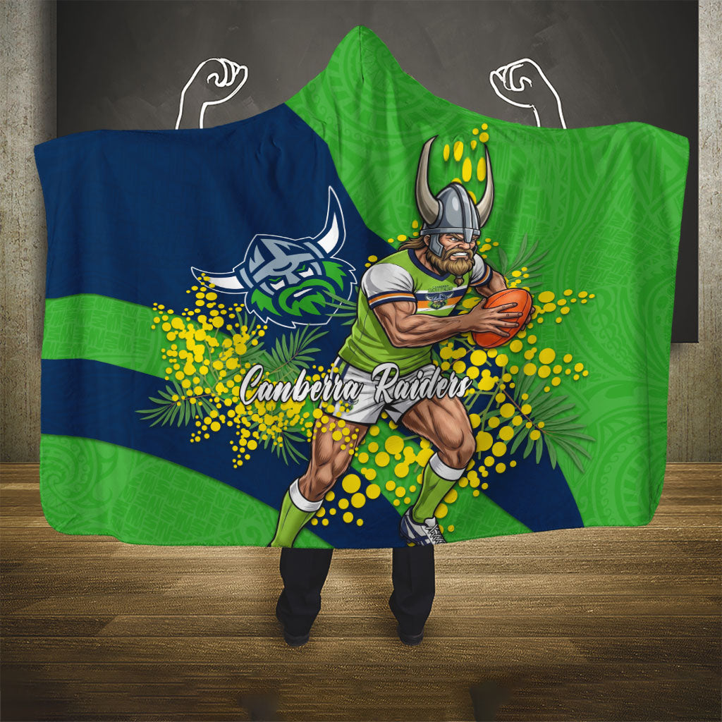 Canberra Raiders Hooded Blanket Golden Wattle Floral Polynesian - Australian Flower - Rugby Mascot