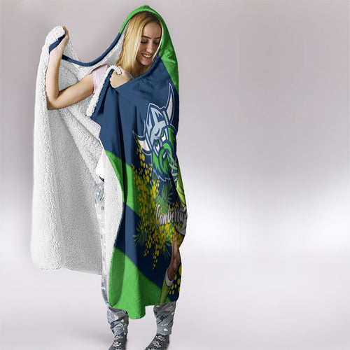 Canberra Raiders Hooded Blanket Golden Wattle Floral Polynesian - Australian Flower - Rugby Mascot