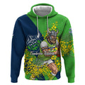 Canberra Raiders Hoodie Golden Wattle Floral Polynesian - Australian Flower - Rugby Mascot