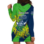 Canberra Raiders Hoodie Dress Golden Wattle Floral Polynesian - Australian Flower - Rugby Mascot