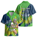 Canberra Raiders Kid Hawaiian Shirt Golden Wattle Floral Polynesian - Australian Flower - Rugby Mascot