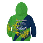 Canberra Raiders Kid Hoodie Golden Wattle Floral Polynesian - Australian Flower - Rugby Mascot