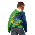 Canberra Raiders Kid Hoodie Golden Wattle Floral Polynesian - Australian Flower - Rugby Mascot