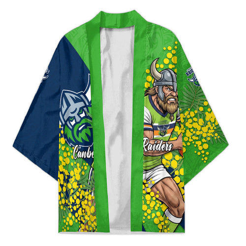 Canberra Raiders Kimono Golden Wattle Floral Polynesian - Australian Flower - Rugby Mascot