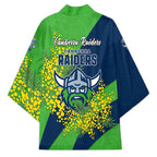 Canberra Raiders Kimono Golden Wattle Floral Polynesian - Australian Flower - Rugby Mascot