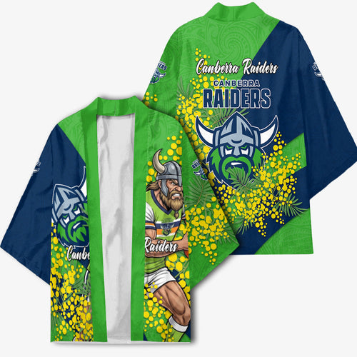 Canberra Raiders Kimono Golden Wattle Floral Polynesian - Australian Flower - Rugby Mascot