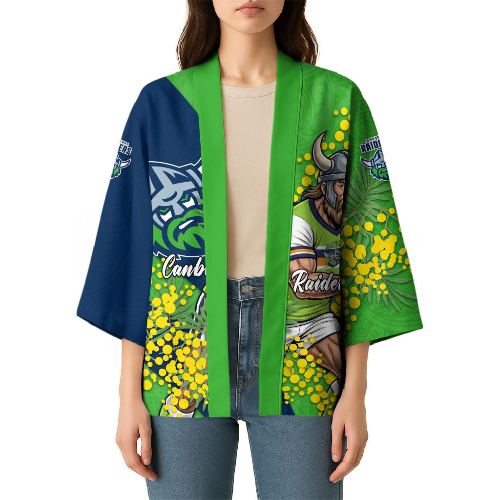 Canberra Raiders Kimono Golden Wattle Floral Polynesian - Australian Flower - Rugby Mascot