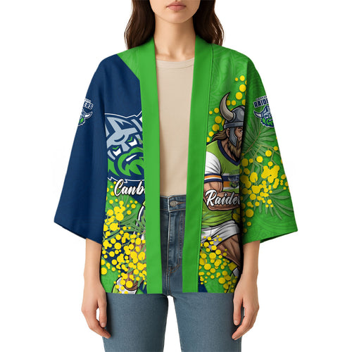Canberra Raiders Kimono Golden Wattle Floral Polynesian - Australian Flower - Rugby Mascot